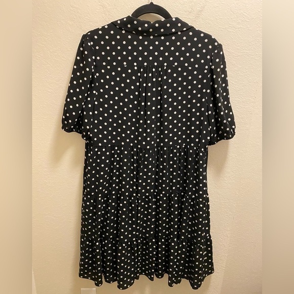 Eliza J Polka Dot Tiered Short Sleeve Mini Dress Size 14 - Picture 7 of 12